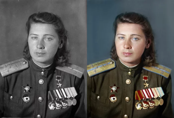 My coloration - My, Colorization, The Second World War, The Great Patriotic War, Night Witches, The hero of the USSR, Longpost
