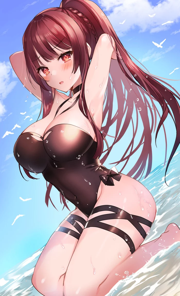 WA2000 - NSFW, Anime, Anime art, Girls frontline, WA2000, Swimsuit, Boobs, Hand-drawn erotica, Erotic