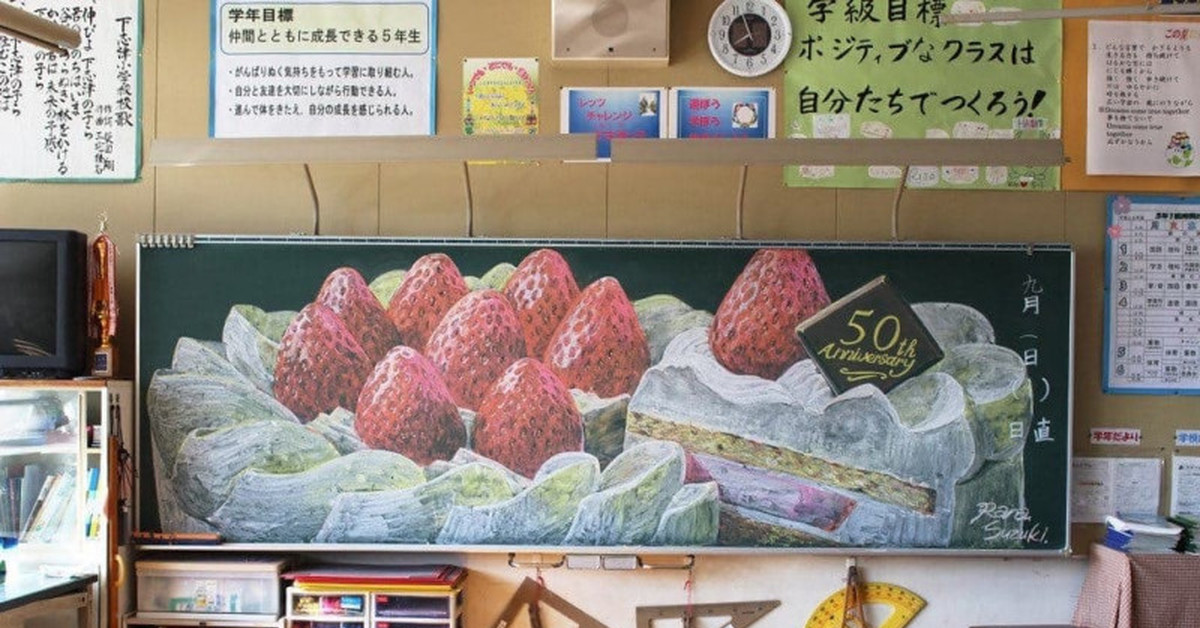 Blackboard and incredible quality drawings by high school teacher Hirotaka Hamasaki. Some of the work was done at the request of the students. - chalk, Blackboard, Drawing, Longpost