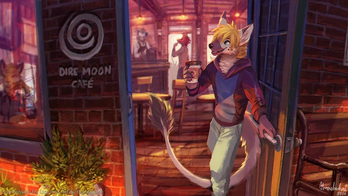 Coffee break - Furry, Art, Furry art, Coffee, coffee house, Thanshuhai