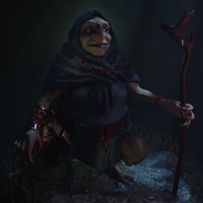 baba yaga - My, 3D, Fantasy, Baba Yaga, Mythology, Blender, Zbrush, Substance painter