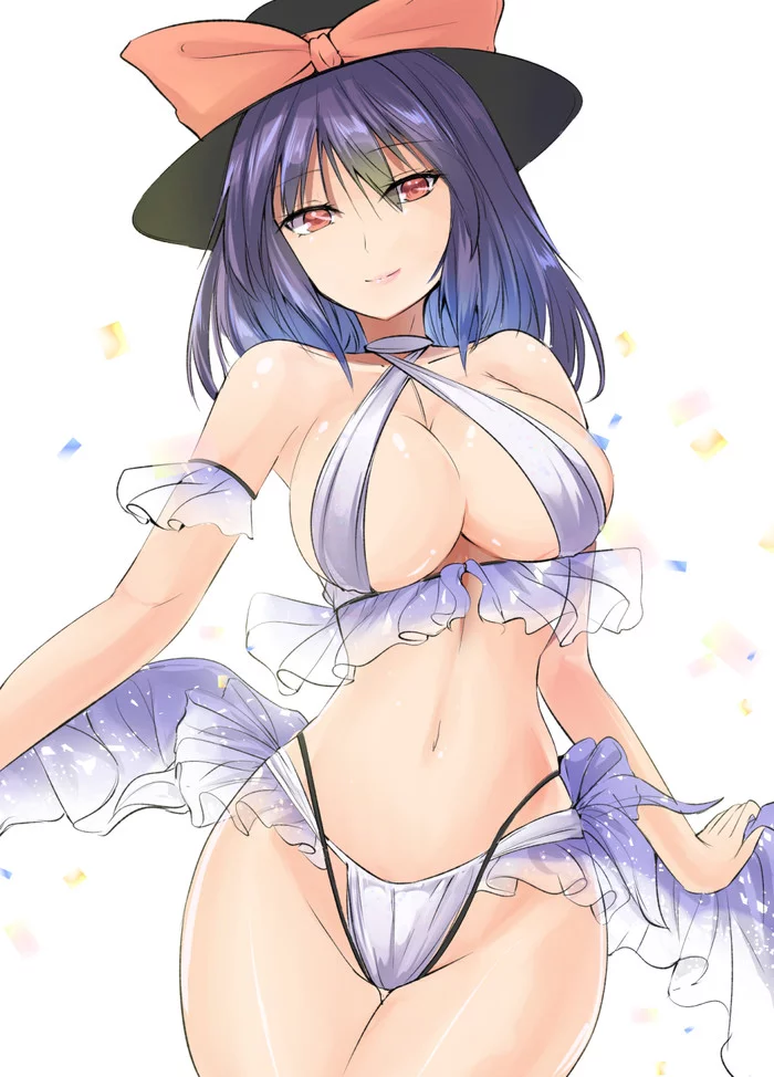 Nagae Iku - NSFW, Touhou, Nagae Iku, Anime art, Anime, , Swimsuit, Boobs, Hand-drawn erotica, , Erotic