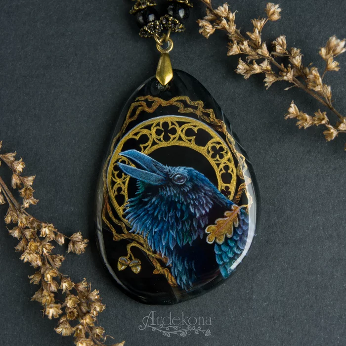 Gloom - My, Miniature, Painting, Needlework without process, Longpost, Crow