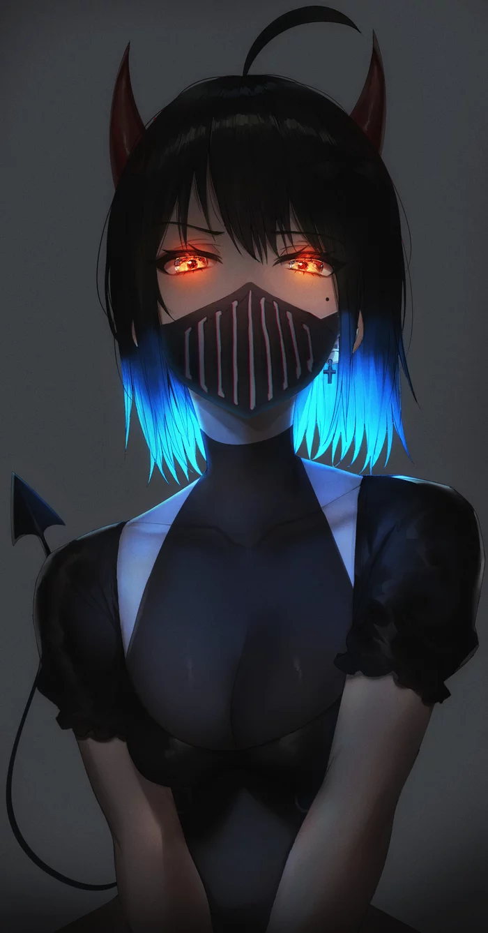 Masked girl - My, Neon, Girls, Mask