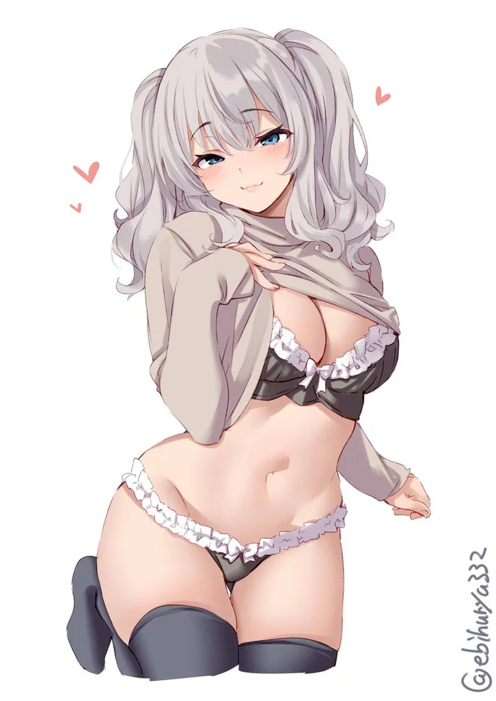 Под свитером - NSFW, Kantai Collection, Kashima, Аниме, Anime Art, Нижнее белье, Арт, Девушки, Эротика, , Рисованная эротика