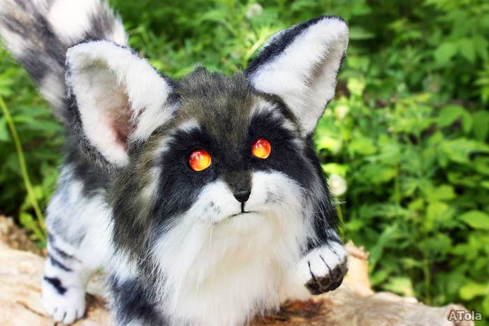 A raccoon cat from deep space 2. Brother of Glaia? - My, Needlework without process, Author's toy, Handmade, Soft toy, Leonid kaganov, cat, Raccoon, Toys, , Nature, Video, Longpost