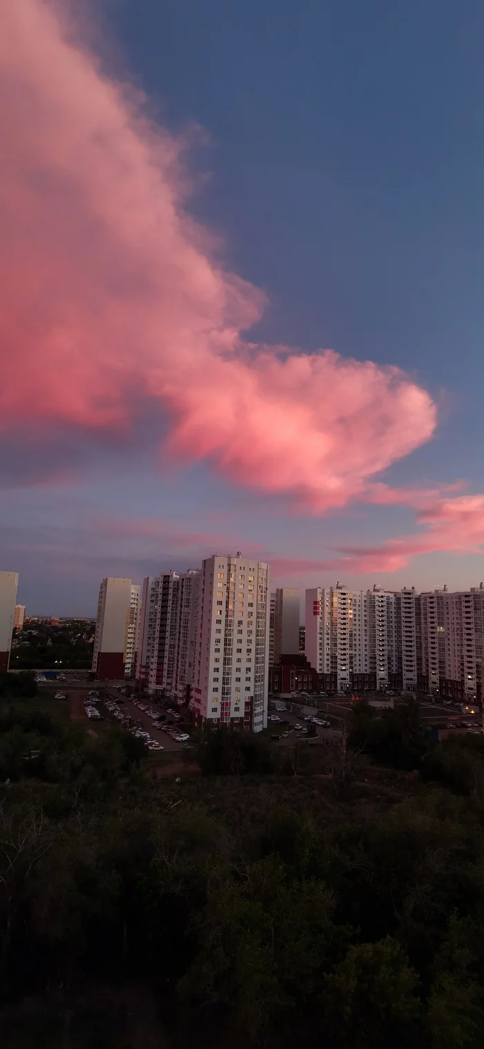 marshmallow clouds - My, Mobile photography, Orenburg, Sunset, No filters, Longpost