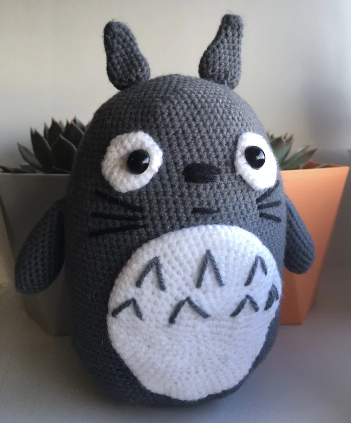 My neighbor Totoro - My, Amigurumi, Knitting, Crochet, Knitted toys, Soft toy, Handmade, With your own hands, Needlework, , Needlework without process, Anime, Hayao Miyazaki, Totoro, My neighbor Totoro, Hobby, Longpost