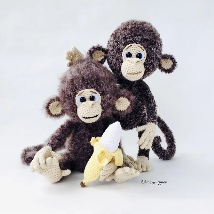 Monkeys - My, Amigurumi, Crochet, Knitted toys, Soft toy, Needlework without process, Needlework, Knitting, Author's toy, , With your own hands, Monkey, Longpost