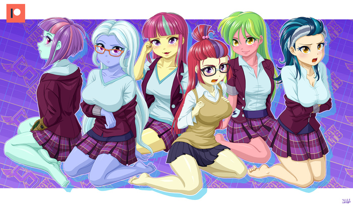 Moon and Shadow My Little Pony, Equestria Girls, Moondancer, Lemon Zest, Indigo Zap, Sour Sweet, Sugarcoat, Sunny Flare, Uotapo