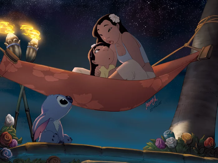 Ohana means family - Art, Walt disney company, Cartoons, Lilo and Stitch, Lilo, Stitch, Nani