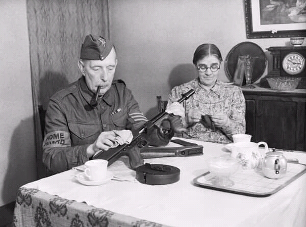 At the samovar, me and my Masha - Thompson, The Second World War, Great Britain, Tea drinking, Weapon