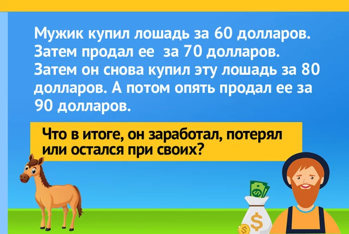 Задачка про лошадь и перекупа - Задача, Головоломка, Инвестиции