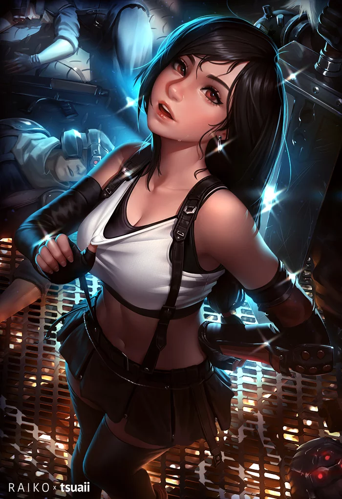 A little tired - Drawing, Final Fantasy, Final fantasy vii, Tifa lockhart, Girls, Raikoart, Tsuaii, Art