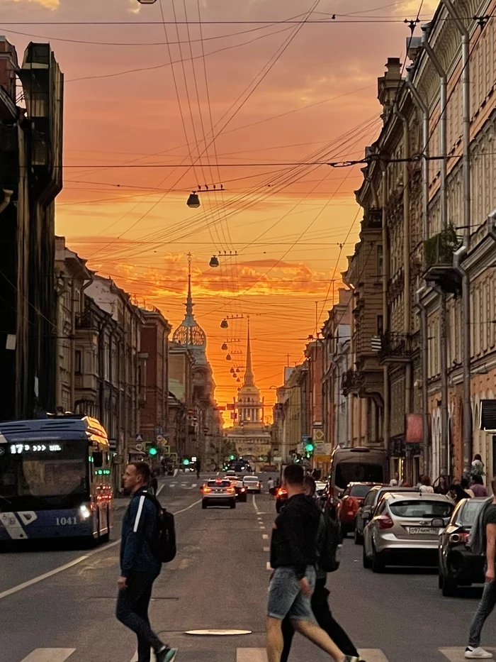 Гороховая на закате - Моё, Фотография, Санкт-Петербург, Закат, Улица