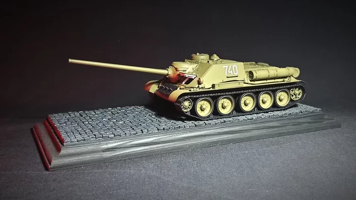 Su-100 - My, Hobby, Collection, Tanks, Artillery, Scale model, the USSR, Armored vehicles, The Second World War, , The Great Patriotic War, Prefabricated model, Longpost