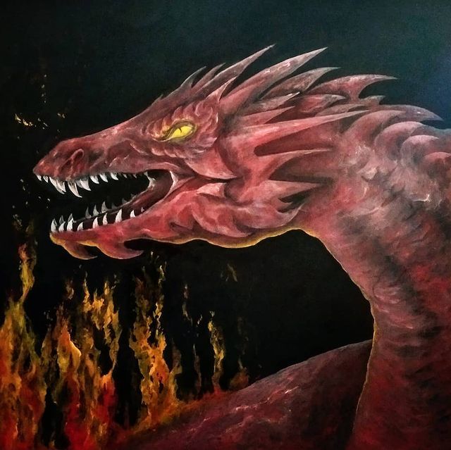 The Dragon - My, Oil painting, Fantasy, The Dragon, The Hobbit: The Desolation of Smaug, Smaug