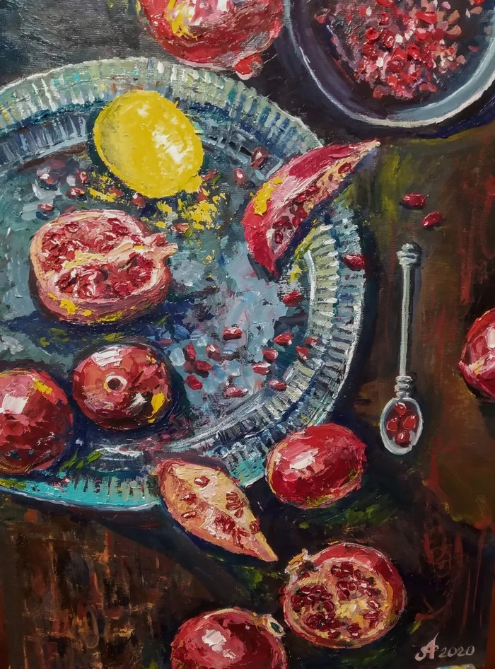 Pomegranate Mood - My, Painting, Painting, Oil painting