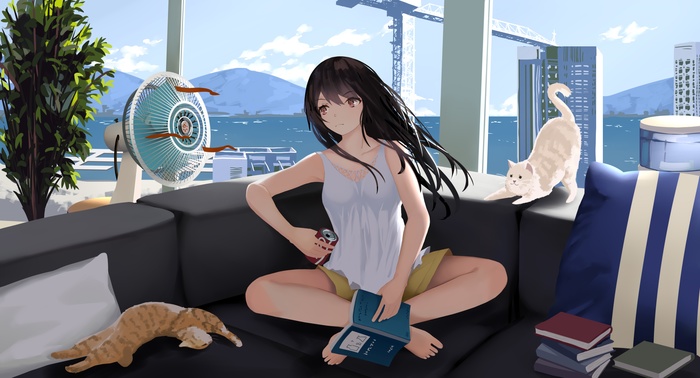 Relax... , Anime Art, Anime original, Original Character, 2D, , Background, , , , 