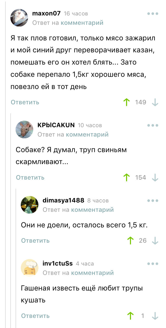 Они не доели, осталось всего 1,5 кг) - Мясо, Собака, Свинья, Известь, Комментарии на Пикабу