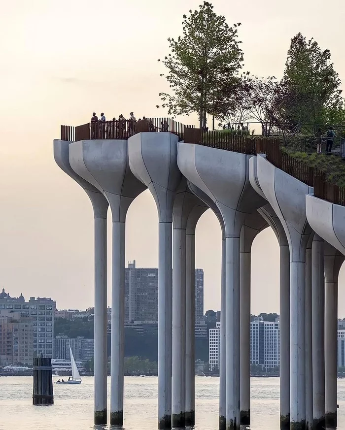 Новый парк на окраине Манхэттена, Нью-Йорк Архитектура, Парк, Нью-Йорк, Длиннопост, Фотография