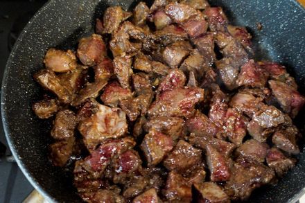 Pork liver in oriental sauce - My, Sauce, Food, Cooking, Recipe, Dish, Nutrition, Preparation, Longpost, Liver