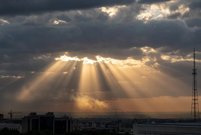 God rays - My, Sun rays, Clouds, Almaty