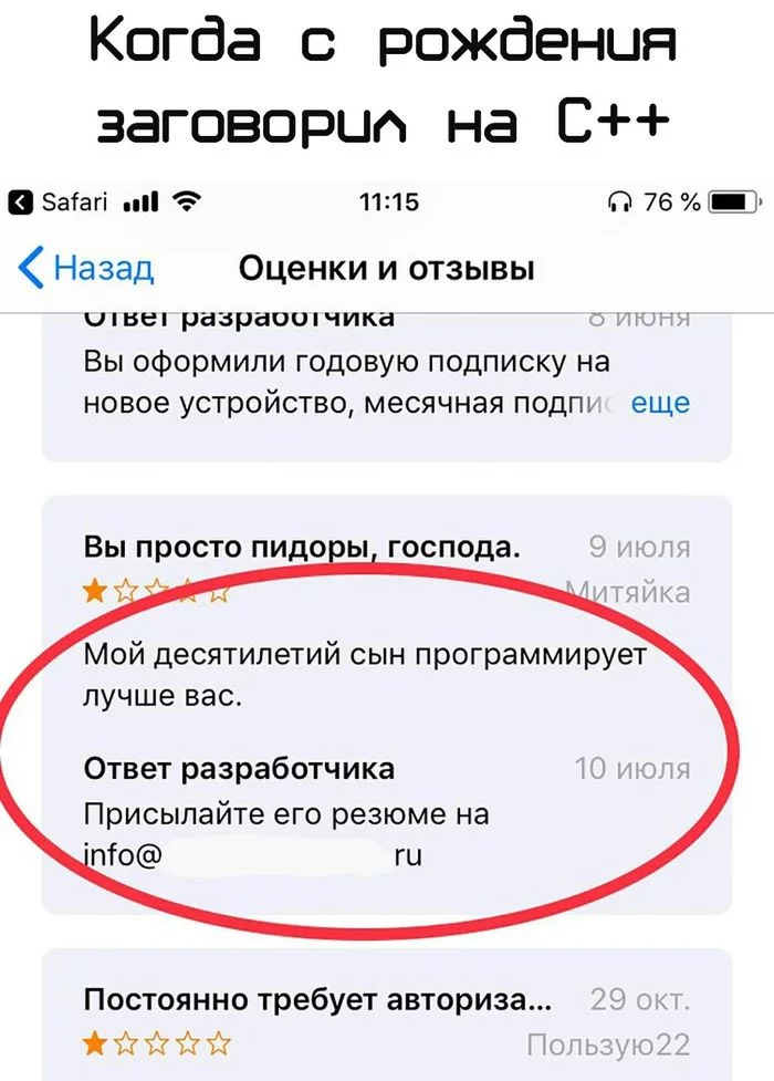 Вердикт профессионалов - IT юмор, Программист, Отзыв, Appstore, Мат, Картинка с текстом