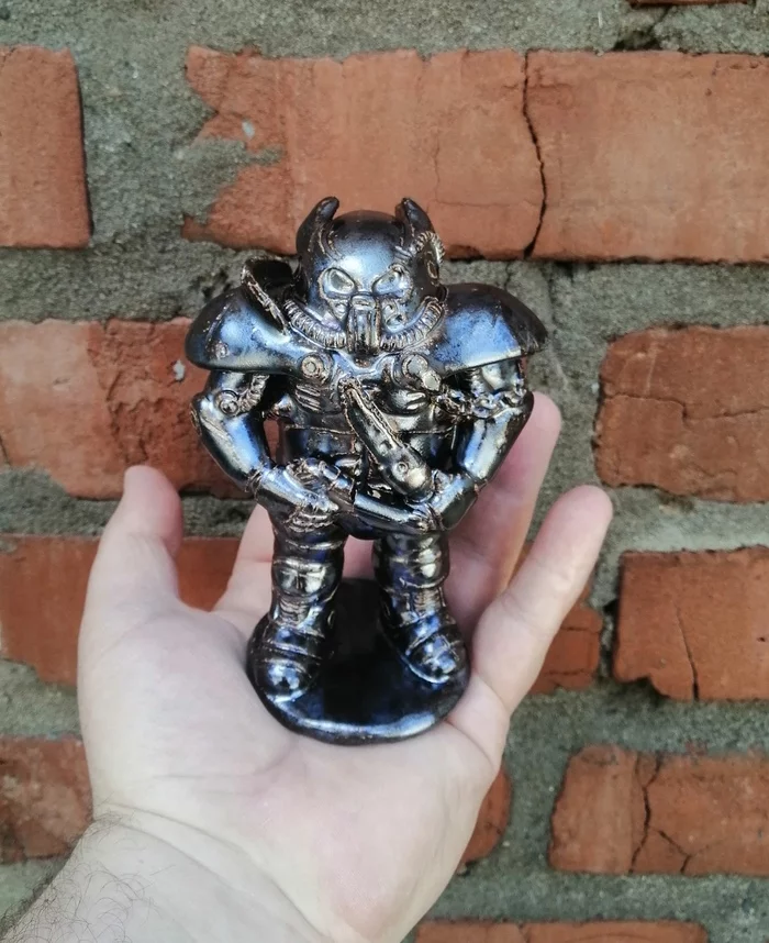 BS Knight (Fallout tactics) - My, Ceramics, His own ceramist, Fallout, Figurines, Statuette, Handmade, Longpost, Needlework without process