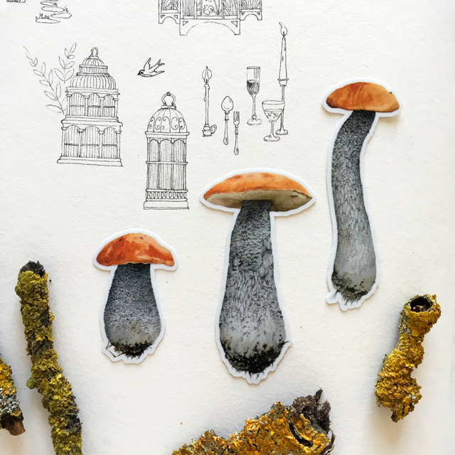 Aspen mushrooms! - My, Creation, Art, Watercolor, Illustrations, Botanical illustration, Mushrooms, Boletus, Longpost