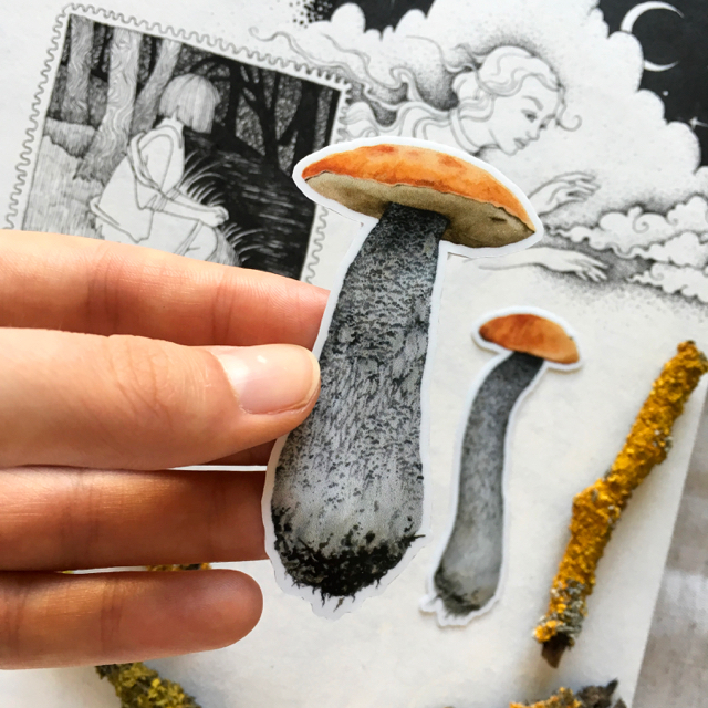 Aspen mushrooms! - My, Creation, Art, Watercolor, Illustrations, Botanical illustration, Mushrooms, Boletus, Longpost