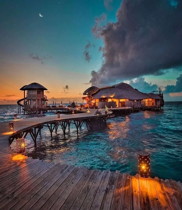 Maldives - The photo, Maldives, Hotel, Evening, beauty