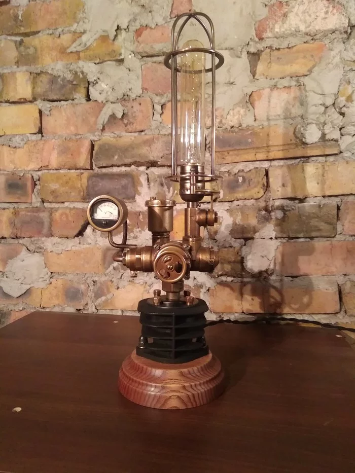 Steampunk lamp Country - Needlework with process, Lamp, Longpost, Video, Unusual, With your own hands, Steampunk, My