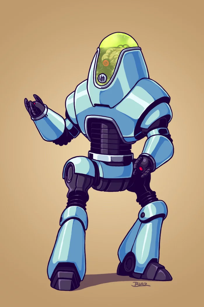 Fallout Protectron (robotic brain) - Fallout 4, Fallout, Fan art, Robot, Retro futurism, Second Life, Games, Drawing