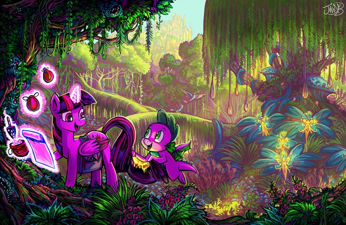 Slice of Equestria - My Little Pony, PonyArt, Twilight sparkle, Spike, Jowybean