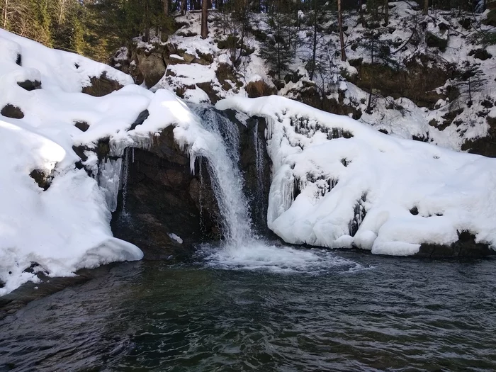 Зимняя поездка на Каменский водоспад - Моё, Водопад, Туризм, Горный туризм, Карпаты, Львовская область, Путешествия, Природа, Видео, Длиннопост