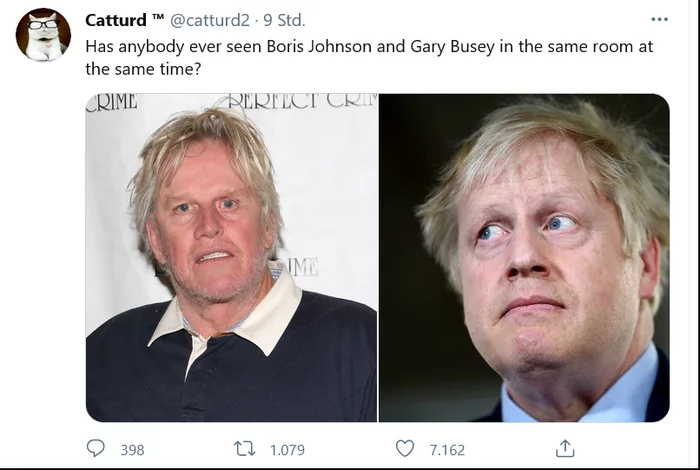 Has anyone ever seen Boris Johnson and Gary Busey in the same room at the same time? - Humor, Boris Johnson, Doubles, Twitter, Gary Busey