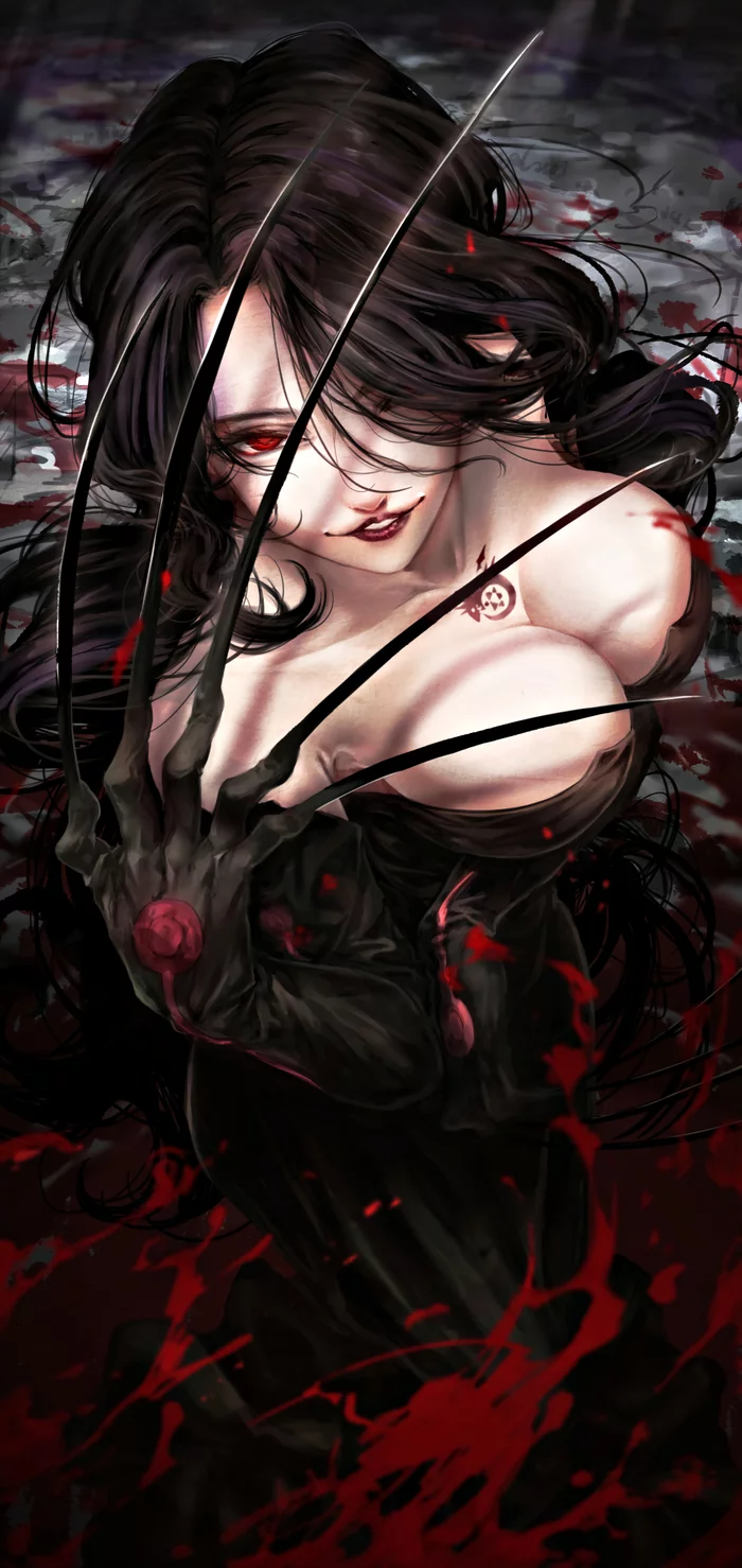 Lust - Drawing, Anime, Fullmetal alchemist, Fullmetal Alchemist: Brotherhood, Lust, Homunculus, Neckline, Art, Longpost