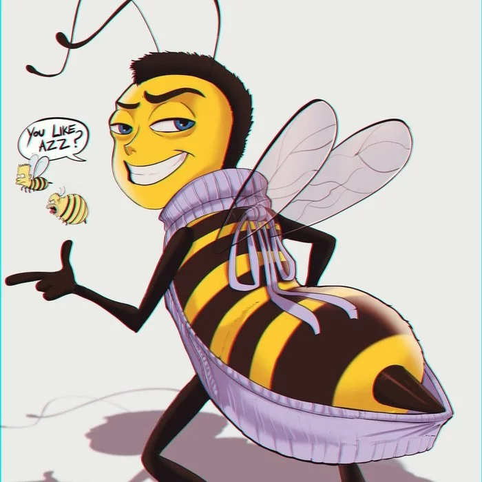 Barry Bee in a Virgin Killer Sweater Sweater - NSFW, Virgin killer sweater, Bee movie, Booty, Bees, Dank memes, Shadman