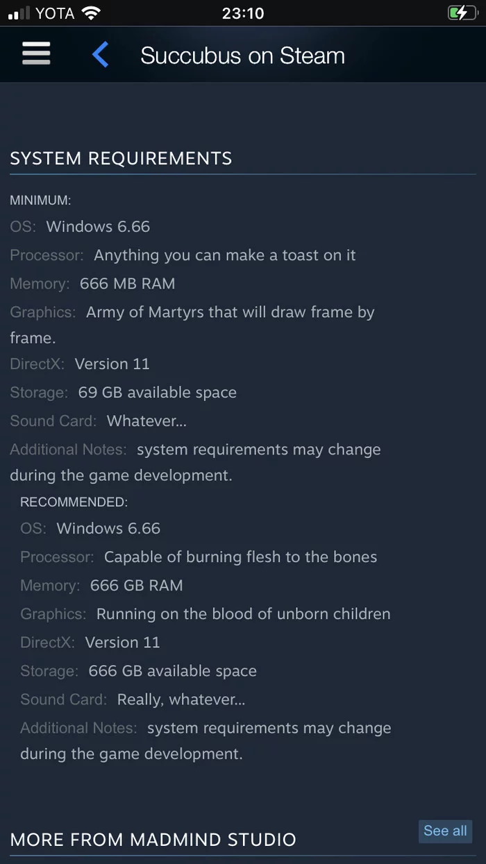 System requirements for Succubus - System requirements, Agony, Video game, Picture with text, Screenshot, Computer hardware