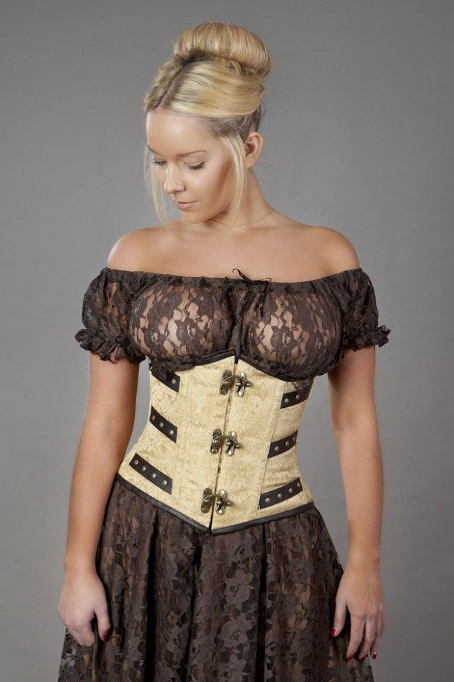 Steampunk corset - NSFW, Corset, Breast, Girls, The dress, Tattoo, Steampunk, Longpost