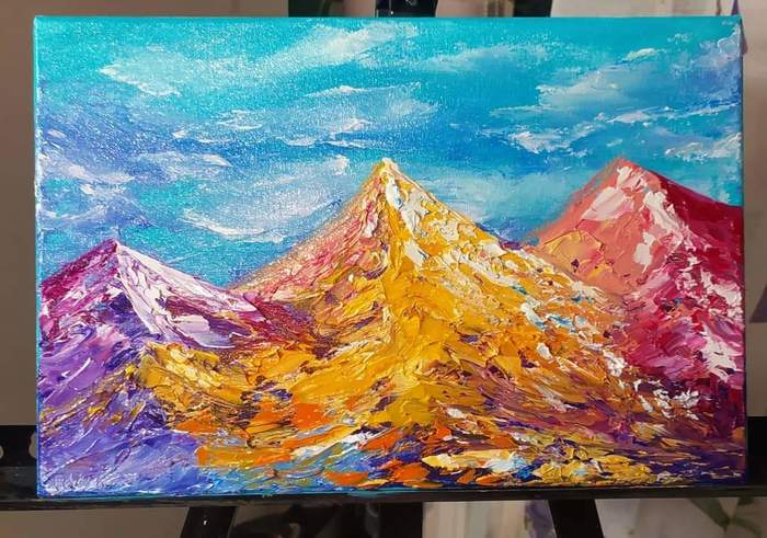 Triptych - My, Art, Painting, Oil painting, Traditional art, The mountains, Painting, Longpost