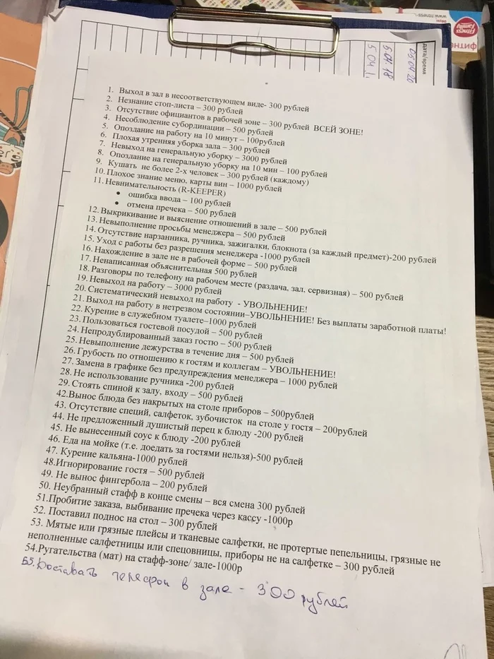 Penalties at work in a restaurant - My, Public catering, Work, Catering business, Restaurants and cafes, Fine, Negative, Longpost, A restaurant