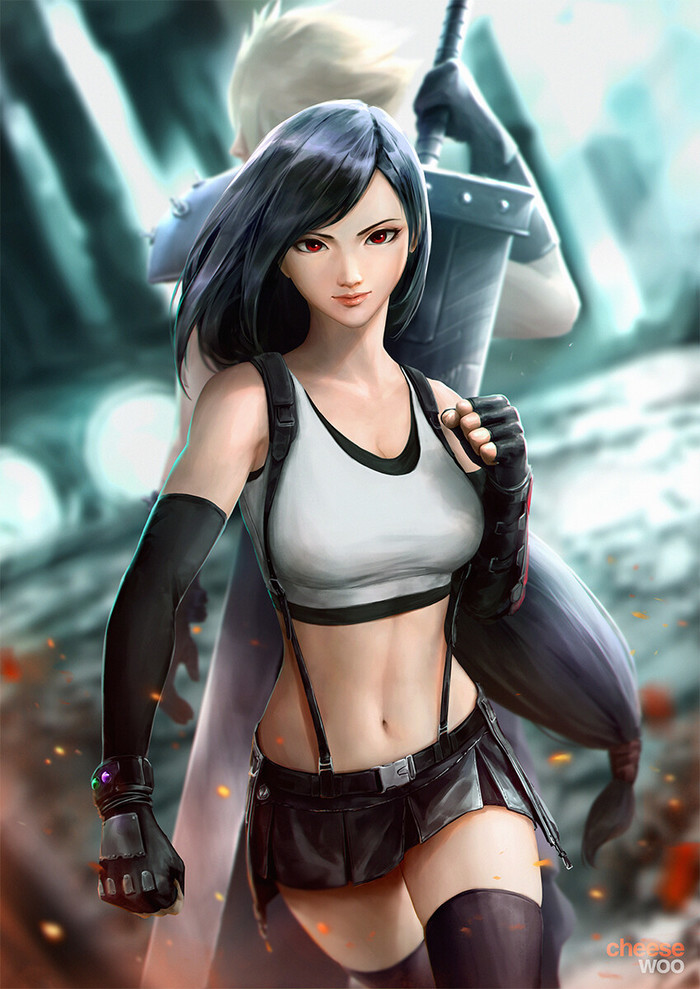  , Final Fantasy, Final Fantasy VII, Tifa Lockhart, Cloud Strife, Cheesewoo, 