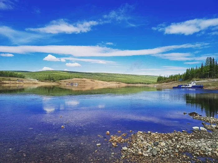 Podkamennaya Tunguska River - My, River, Nature, The photo, Ship