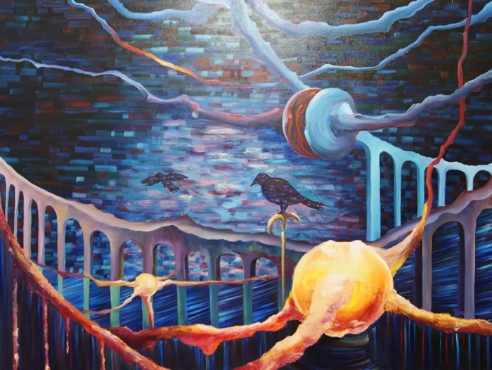 Overthought Bridge - My, Oil painting, Surrealism, Modern Art, Painting