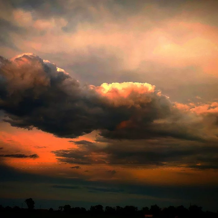 Hello sky, hello sea, clouds... - My, Sky, Clouds, Sunset