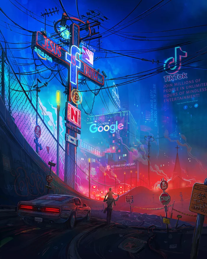 Social City - Art, Cyberpunk, Fantasy, Social networks