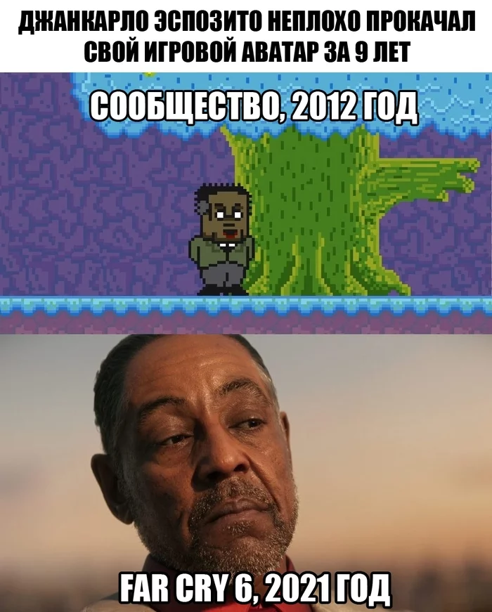 Giancarlo Esposito and his avatar - My, Humor, Movies, Giancarlo Esposito, Far cry, Community, Serials, Computer games, Picture with text