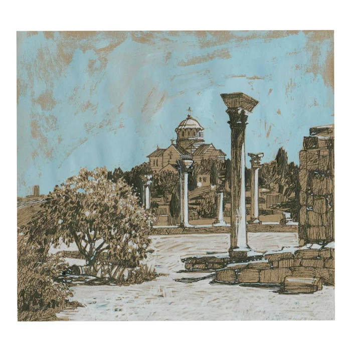 Chersonesos - My, Sketch, Graphics, Drawing, Art, Chersonesos, Sevastopol